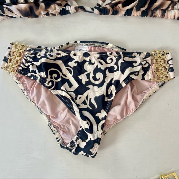 8 PIECE LOT TARA GRINNA Hipster Triangle Top Bikini Set Black Gold Animal Print - Picture 6 of 16